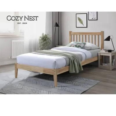 COZY NEST 6109 SOLID WOOD Muji Single /Queen /King BedFrame /Katil Katil Murah / 床架 Color: Natural