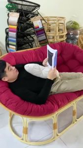 Ghế thư giãn papasan giả mây đôi bầu dục 1m6 và 1m8 HEALHOMES