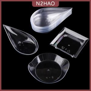 N2HAO 10Pcs Transparent Mini Appetizer Plates Ice Cream Cup Plastic Fruit Candy Cake Jelly Yogurt Mousse Dessert Container Pastry Tool