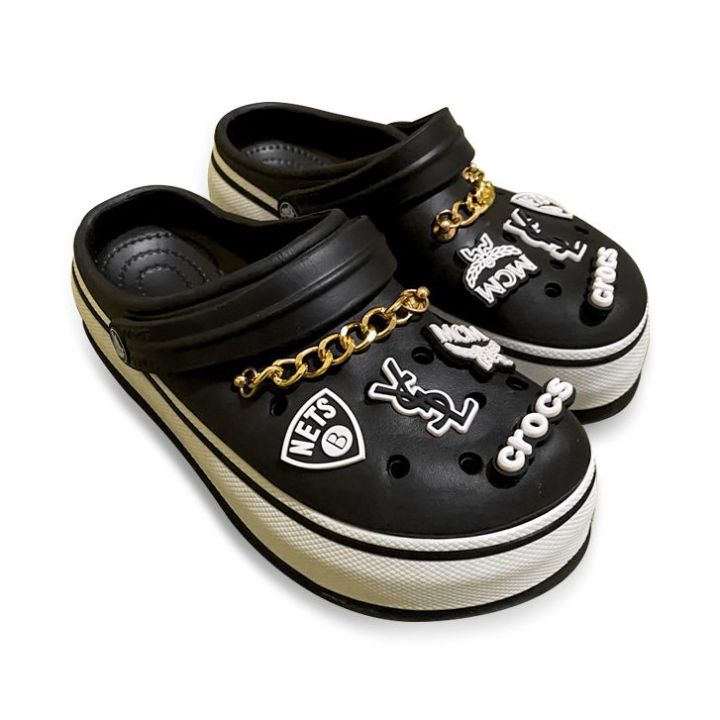 M&W Crocs Jibbitz Sandals for Women Ladies Flip flops with Chain