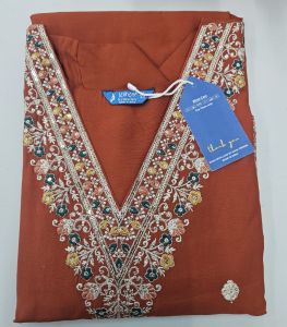 STRAIGHT CUT GRAND KURTIS IN ROMAN SILK COTTON WITH EMBROIDERY AND SEQUENCE WORK