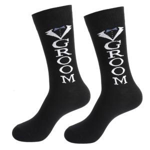 Creative Mens Novelty Lettering Printed Grooms Socks for Wedding Gift Stylish Grooms Men Socks for Bachelor Party Gift