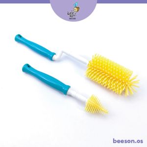 Beeson 2in1 Berus Pembersih Botol Susu Bayi / Baby Feeding Bottle & Nipple Cleaning Silicone Brush Bottle 11247