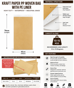 1000 pcs industrial kraft paper sack for powder packaging 25kg kraft paper bag for cement and dry mix kraft paper woven bag kraft bag with laminated pp woven materials inside 15kgs to 25kgs capacity laminated kraft bag pp woven bags kraft bags