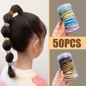 SPORTS XU 50PCS Basic Hair Tie Twill Candy Color Hair Band Maiden Headdress Strong Elasticity Bracelet