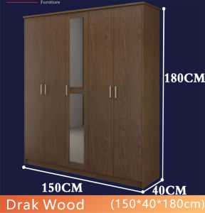 RISERO Wooden Wardrobe Mirrored Wardrobe Bedroom Wardrobe Home Large Capacity Clothes Storage Cabinet