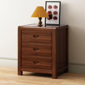 [CozyNest ]Three-drawer walnut wood bedside cabinet solid wood modern high-end three-drawer nightstand small new Chinese-style bedroom simple design full payment 7BNU