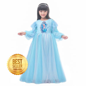Baju Anak Frozen 2 Elsa Anna Model Terbaru 2023 Usia 5 6 Tahun Gaun Rok Tutu Lengan Pendek SET Aksesoris Elsa 3in1 Terlaris Gaun Pesta Ulang Tahun Tema Biru Muda Frozen Elsa Karakter KA180
