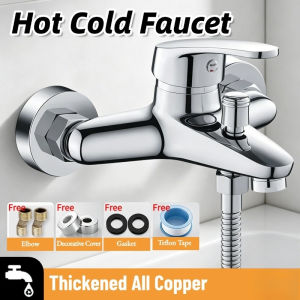 Hot Cold Faucet Stainless Steel Double Outlet Leakproof Copper Mixing Valve Bathroom Shower Faucet