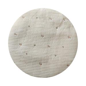 Round Nursery Carpet with Embroidery Soft & Breathable Baby Play Mat Cotton Padding Rug for Kids Comfortable Crawling