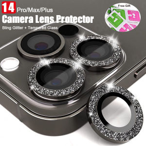 1 ชุด (2 ชิ้น-3 ชิ้น) กล้องกระจกนิรภัยสำหรับ iPhone 16 15 11 12 13 14 Pro Max 13 Mini 14 15 16 Plus Diamond Glitterด้านหลังกล้องเลนส์Protector