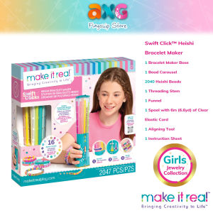 Make It Real Swift Click Heishi Bracelet Maker Kit Set (1459) Girls Friendship Charm Bracelet Kit