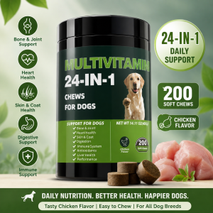 Pet Saver Hub 24-in-1 Dog Multivitamin 200 Soft Chews | Glucosamine + Probiotics | Joint Skin & Coat Digestion Immune Support | Chicken Flavor | SG Ready Stock