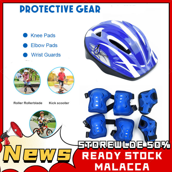 7 Pcs Kids Adult Protective Gear Roller Skating Bike Helmet Knee