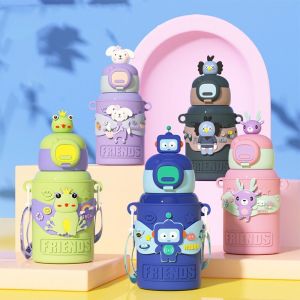 GAOSU Cute Insulated Mug Cartoon Stainless Steel Thermos Mug Drinkware Leak-Proof Vacuum Flask Cup Student