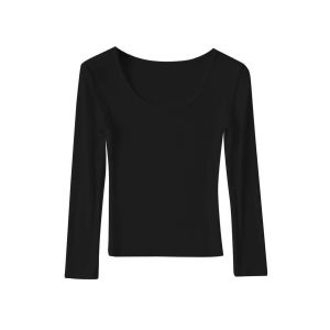 BAJU BASIC BODY FIT WANITA SPANDEX KATUN U NECK LENGAN PANJANG / KAOS WANITA SPANDEX LENGAN PANJANG