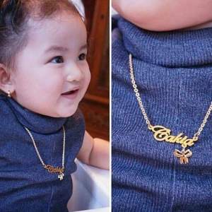 Kalung Titanium Ukir Nama Warna Silver dan Emas Tahan Lama Anti Karat Cocok Umtuk Anak Anda Tercinta