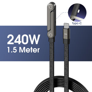 FONKEN 2-in-1 240W USB-C To Type-C Fast Charging Data Cable With Folding 360° Rotating Phone Holder Tablet Stand