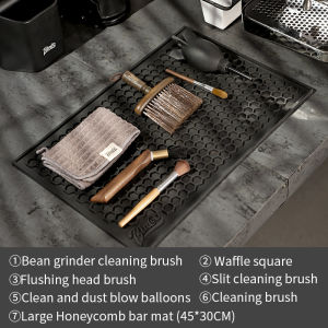 BINCOO 7 pcs Coffee Brush Set Espresso Brush Kit Include Wooden Coffee Grinder Machine Cleaning Brush and Nylon Espresso Brush