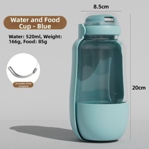 CHLOCH Chống rò rỉ Bình nước cho chó 520ml nhựa PP 2 trong 1 Cốc giữ nước ngoài trời Dung lượng lớn Bình uống nước du lịch cho thú cưng Đi dạo ngoài trời