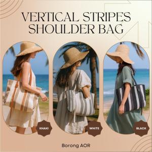 AOR Tote Bag Stripes Wanita Moden & Ringkas Sesuai untuk Kerja dan Jalan-Jalan Modern & Minimalist Women Tote for Work & Outing