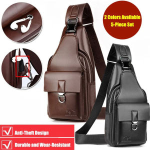 【Fast ship】[Waterproof/Large Capacity] Personal Travel Anti-theft Chest Bag/Portable Anti-scratch Adjustable Shoulder Strap Multi-pocket Shoulder Bag/Mens Chest Bag Chest bag cowhide large capacity mens business zipper layering