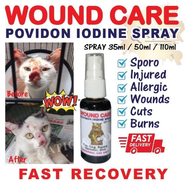 WOUND CARE DISINFECTANT ANTISEPTICS POVIDON IODINE SOLUTION SPRAY CAT ...