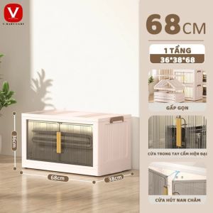 Tủ đựng đồ V-Baby Y68 -ngang 68cm đa năng gấp gọn thông minh có bánh xe chất liệu nhựa PP cao cấp - new 2024
