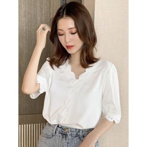 miss007 เสื้อเชิ้ตหญิง เสื้อขาว  ฮอตเซียว เสื้อแฟชั่นของผู้หญิง เสื้อผ้าเหมากับการทำงาน แขนสั้น เสื้อยืดขาว เสื้อเรียบร้อย หวาน พร้อมส่ง