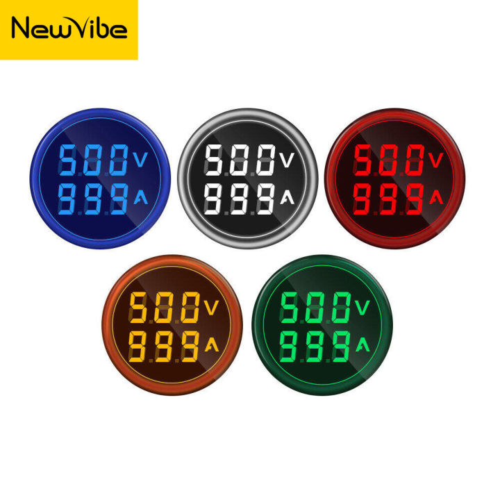 22mm Digital LED AC Voltmeter Ammeter 2-in-1 - 50-500V / 0-100A Voltage Current Tester With CT Sensor