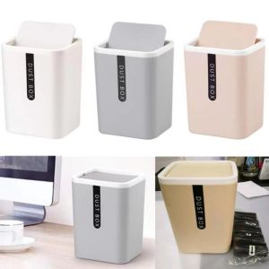 j shop2you–Desktop Trash Can Small Mini Garbage Can Plastic Dustbin with Shake Cover for Home Office Free Garbage Bag