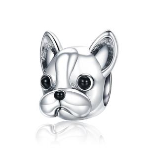 BAMOER Free Shpping 925 Sterling Silver Loyal Partners BULLDOG Doggy Animal Beads fit Women Charm Bracelets Dog Jewelry SCC315