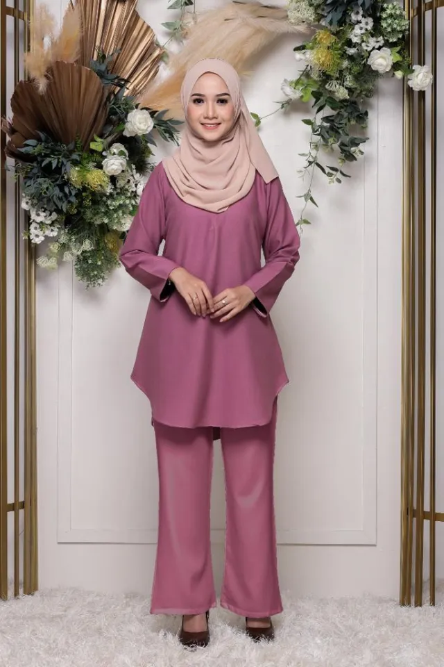 BLOUSE+SELUAR, MUSLIMAH SUIT MUSLIMAH PALAZZO SUIT COMO CREPE