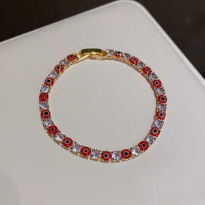 Evil Eye Zircon Geometric Bracelet Evil Eye Bracelet With Zircon Rhinestone Lucky Blue Eyes Charm Bracelet Lucky Devils Eye Bangle