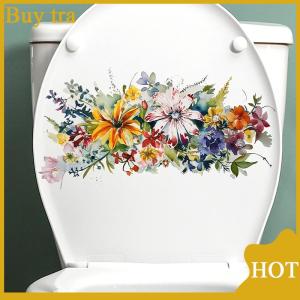 [Buytra] Toilet Stickers Flower Stickers Bathroom Self-adhesive Painting Waterproof Stickers Toilet Cover Bathroom Walls Flower Stickers