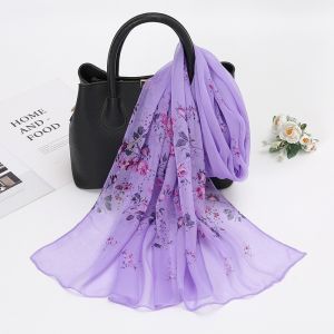 UNIITY 16050cm Khăn hijab in hoa Kích thước dài Thanh lịch Khăn choàng nữ Đa năng Thoáng khí Khăn quấn bãi biển Mùa hè cho phụ nữ
