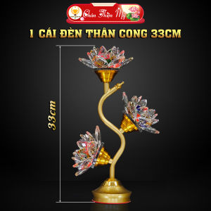 Đèn Hoa Sen Pha Lê Thân Cong Hợp Kim Cao Cấp CHÂN THIỆN MỸ Trang Trí Bàn Thờ Đồ Thờ Cúng