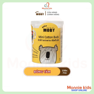 Tăm bông cotton cho bé Moby Baby hộp 150c bông tăm vệ sinh tai mũi cho trẻ - Monnie Kids