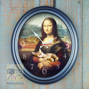 Chiming Melody Wall clock (Art Series: Mona Lisa by Leonardo da Vinci - with cat designed for cat lovers) Hourly melody alarm clock for the art lover