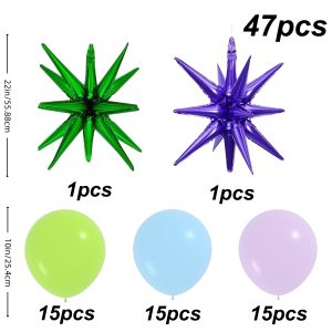 47-piece balloon set dreamy themed balloons with exploding star foil perfect for dreamy cartoon-themed decorations outdoor picnic parties astronaut decorations birthday parties indoor and outdoor decorations and party balloon decor.