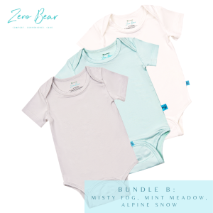 ZENO BEAR Magnetic Bamboo New Onesies Bundle  – Easy Diaper Change | Soft Bamboo Baby Onesie | Sizes Newborn–12 M