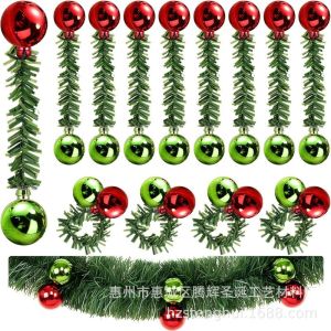 Christmas Garland Twist Ties Bells Decor Bendable Artificial Pine Needle Wreath Holiday Party Decor
