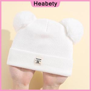 Heabety Cute Winter Hat Solid Color Wool Knitted Bonnet Bebe Newborn Baby Hat Pompom For Kids Boys Girls Children Warm Cap
