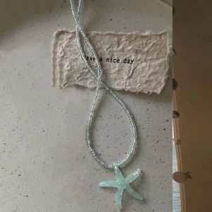 MEEU Rice Beads Starfish Starfish Beaded Necklace Beach Sea Series Bohemian Starfish Rice Beads Chain Ornaments High-end Bohemian Starfish Choker Women