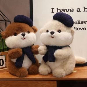 ANGCHI คอลเลกชัน ตุ๊กตาบีเวอร์ ฟูฟ่อง นุ่มนวล ตุ๊กตากระรอก ของเล่นสัตว์นุ่ม การ์ตูน ตุ๊กตาตัวนากน้อย ของตกแต่งบ้าน