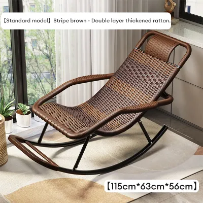 NAIJIA Natural Rattan Rocking Chair Lazy Sofa Chair Lounge Chair Handwoven Kerusi Malas for Living/Bedroom Tropical Breeze Rocking Chair Kerusi Malas藤編搖搖椅
