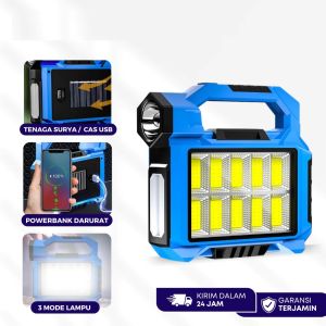 Lampu LED Portable F-915 Tenaga surya 30W Lantern Senter Darurat Bisa Cas Hp Solar Lamp Emergency