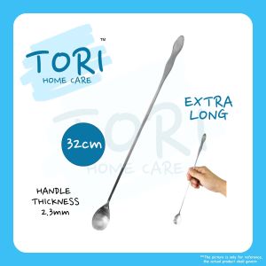 TORI HOME Stainless Steel Beverage Spoon 32cm Extra Long | Ice Spoon | Sudu Ais Panjang Besi | Long Spoon | Sudu Kedai Kopi