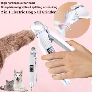PAZNUL có đèn LED Máy cắt móng cho thú cưng Đa chức năng Di động cắt tỉa 2 trong 1 điện Máy mài móng cho thú cưng Chó/Mèo Nhỏ Trung Bình Lớn