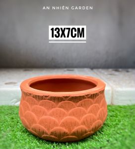 Chậu Đất Nung Hình vảy cá Kích thước 13x7cm - Trồng Sen Đá - Xương Rồng- LỖI 1 ĐỔI 1